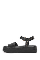 Women's Black Ankle Buckle Thick Soled Leather Sandals | Derimod Women's Black Ankle Buckle Thick Soled Leather Sandals | Derimod