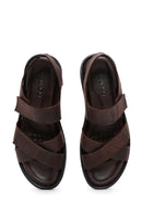 Erkek Kahverengi Nubuk Deri Sandalet | Derimod
