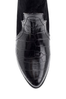 Women's Crocodile Detailed Heeled Boots | Derimod Women's Crocodile Detailed Heeled Boots | Derimod