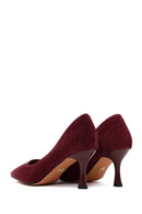 Kadın Bordo İnce Topuklu Süet Deri Stiletto | Derimod Kadın Bordo İnce Topuklu Süet Deri Stiletto | Derimod