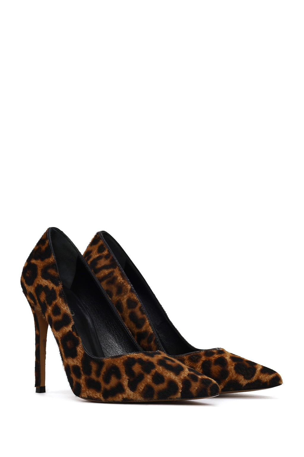 Kadın Leopar Yüksek İnce Topuklu Deri Stiletto
