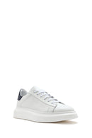 Erkek Beyaz Bağcıklı Kalın Tabanlı Deri Sneaker | Derimod Erkek Beyaz Bağcıklı Kalın Tabanlı Deri Sneaker | Derimod