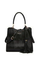 Women's Black Printed Long Strap Shoulder Bag | Derimod Women's Black Printed Long Strap Shoulder Bag | Derimod