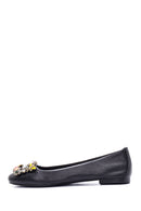 Women's Leather Stone Ballerinas | Derimod Women's Leather Stone Ballerinas | Derimod