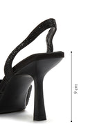 Kadın Siyah Taşlı Arkası Açık Topuklu Stiletto | Derimod Kadın Siyah Taşlı Arkası Açık Topuklu Stiletto | Derimod