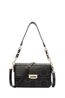 Women's Black Long Strap Stoned Shoulder Bag | Derimod Women's Black Long Strap Stoned Shoulder Bag | Derimod