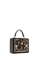 Women's Black Long Strap Patterned Clutch Bag | Derimod Women's Black Long Strap Patterned Clutch Bag | Derimod