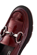 Woman Burgundy Buckle-Detailed Patent Leather Leather Masculine Loafer | Derimod Woman Burgundy Buckle-Detailed Patent Leather Leather Masculine Loafer | Derimod