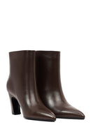 Women's Brown Thick Heeled Leather Boots | Derimod Women's Brown Thick Heeled Leather Boots | Derimod