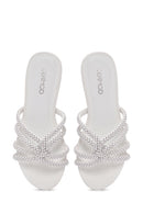 Women's White Stone Slippers | Derimod Women's White Stone Slippers | Derimod