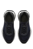 Men's Navy Blue Thick Sole Lace-Up Suede Leather Sneakers | Derimod Men's Navy Blue Thick Sole Lace-Up Suede Leather Sneakers | Derimod