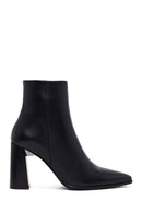 Woman Black Zip Closure Thick-Heeled Leather Boots | Derimod Woman Black Zip Closure Thick-Heeled Leather Boots | Derimod