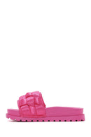 Women's Pink Thick-Soled Knitted Patterned Slippers | Derimod Women's Pink Thick-Soled Knitted Patterned Slippers | Derimod