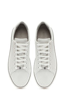 Men's White Lace-Up Leather Sneakers | Derimod Men's White Lace-Up Leather Sneakers | Derimod