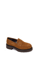 Kadın Taba Kalın Tabanlı Süet Deri Maskülen Loafer | Derimod Kadın Taba Kalın Tabanlı Süet Deri Maskülen Loafer | Derimod