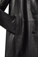 Barella Men's Black Collar Furry Leather Trench Coat | Derimod Barella Men's Black Collar Furry Leather Trench Coat | Derimod