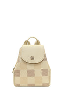 Women's Beige Printed Backpack | Derimod Women's Beige Printed Backpack | Derimod