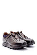 Erkek Kroko Detaylı Deri Sneaker | Derimod Erkek Kroko Detaylı Deri Sneaker | Derimod