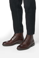 Geox Men's Brown Terence Lace-Up Leather Combat Boots | Derimod Geox Men's Brown Terence Lace-Up Leather Combat Boots | Derimod
