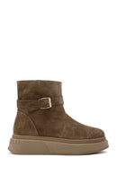 Women's Brown Thick Sole Suede Leather Boots | Derimod Women's Brown Thick Sole Suede Leather Boots | Derimod