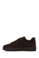 Woman Brown Lace-Up Charmed Suede Teddy Sneaker | Derimod Woman Brown Lace-Up Charmed Suede Teddy Sneaker | Derimod