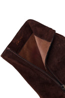 Woman Brown Zip Closure Thin-Heeled Suede Boots | Derimod Woman Brown Zip Closure Thin-Heeled Suede Boots | Derimod