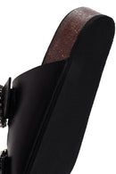 Women's Black Stoned Leather Slippers | Derimod Women's Black Stoned Leather Slippers | Derimod