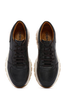 Erkek Siyah Bağcıklı Deri Sneaker | Derimod Erkek Siyah Bağcıklı Deri Sneaker | Derimod