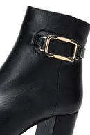 Women's Black Leather Buckle Heeled Classic Boots | Derimod Women's Black Leather Buckle Heeled Classic Boots | Derimod