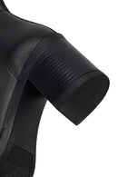 Woman Black Zip Closure Thick-Heeled Leather Boots | Derimod Woman Black Zip Closure Thick-Heeled Leather Boots | Derimod