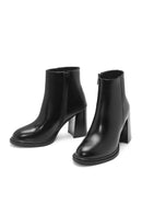 Women's Black Zippered Chunky Heel Boots | Derimod Women's Black Zippered Chunky Heel Boots | Derimod