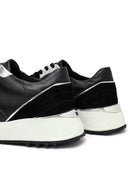 Kadın Siyah Bağcıklı Kalın Tabanlı Deri Sneaker | Derimod Kadın Siyah Bağcıklı Kalın Tabanlı Deri Sneaker | Derimod