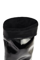 Woman Black Short Thin-Heeled Patent Leather Boot | Derimod Woman Black Short Thin-Heeled Patent Leather Boot | Derimod