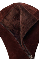 Woman Brown Zip Closure Chunky Heeled Suede Boots | Derimod Woman Brown Zip Closure Chunky Heeled Suede Boots | Derimod