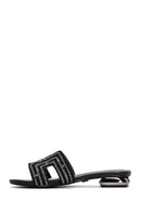 Women's Black Stone Slippers | Derimod Women's Black Stone Slippers | Derimod