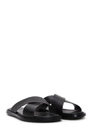 Erkek Siyah Örgü Desenli Deri Terlik | Derimod Erkek Siyah Örgü Desenli Deri Terlik | Derimod