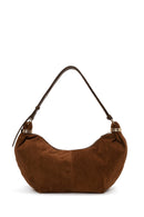 Woman Camel Suede Shoulder Bag | Derimod Woman Camel Suede Shoulder Bag | Derimod