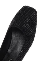 Women's Black Stone Leather Ballerinas | Derimod Women's Black Stone Leather Ballerinas | Derimod