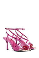 Women's Pink Ankle Strap High Heel Metallic Sandals | Derimod Women's Pink Ankle Strap High Heel Metallic Sandals | Derimod