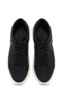 Erkek Siyah Kalın Tabanlı Bağcıklı Deri Sneaker | Derimod Erkek Siyah Kalın Tabanlı Bağcıklı Deri Sneaker | Derimod