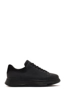 Men's Black Lace-up Thick-Sole Leather Sneaker | Derimod Men's Black Lace-up Thick-Sole Leather Sneaker | Derimod