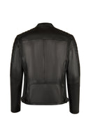 Lavine Male Black Slim-Fit Leather Jacket | Derimod Lavine Male Black Slim-Fit Leather Jacket | Derimod