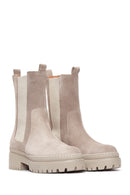 Women's Gray Suede Leather Chelsea Boots | Derimod Women's Gray Suede Leather Chelsea Boots | Derimod