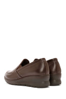 Women's Brown Wedge Heel Leather Comfort Loafer | Derimod Women's Brown Wedge Heel Leather Comfort Loafer | Derimod