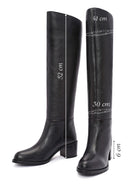 Women's Black Thick Heel Leather Boots | Derimod Women's Black Thick Heel Leather Boots | Derimod