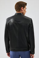 Bruce Erkek Siyah Regular Deri Ceket | Derimod Bruce Erkek Siyah Regular Deri Ceket | Derimod