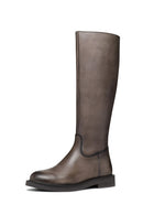 Geox Women's Brown Serilda Zippered Leather Boots | Derimod Geox Women's Brown Serilda Zippered Leather Boots | Derimod