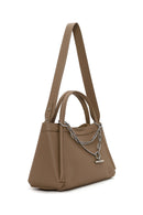 Woman Mink Long-Strap Charmed Shoulder Bag | Derimod Woman Mink Long-Strap Charmed Shoulder Bag | Derimod