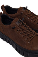 Male Brown Lace-up Thick-soled Nubuck Leather Sneaker | Derimod Male Brown Lace-up Thick-soled Nubuck Leather Sneaker | Derimod