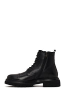 Male Black Lace-up Zip Closure Leather Casual Boots | Derimod Male Black Lace-up Zip Closure Leather Casual Boots | Derimod